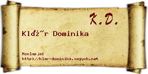 Klár Dominika névjegykártya